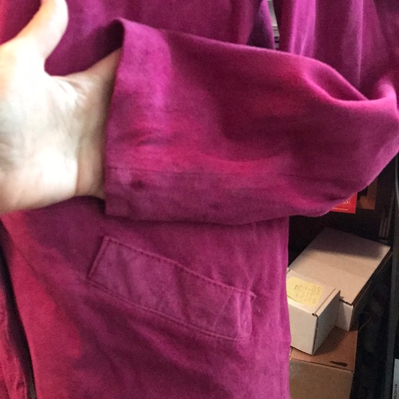 Suede leather blazer raspberry fully lined.leather jacket size M vintage - Picture 7 of 8